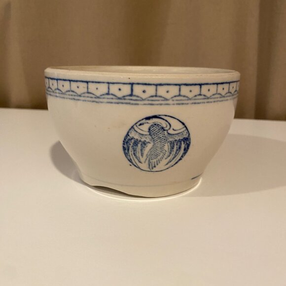 Antique Chinese Blue Crane Rice Bowl 5.5 Diameter Porcelain - Picture 3 of 5